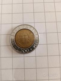 moneta 500 lire  LVCA PACCIOLI  1994