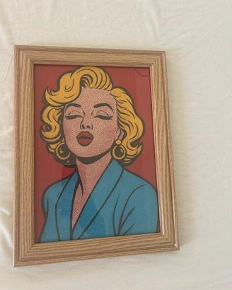 Quadro Marilyn Monroe Pop Art con Cornice Legno