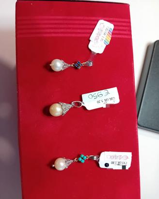 3 ciondoli oro giallo e bianco 750