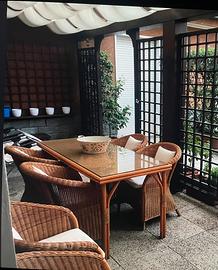 Vimini tavolo e poltroncine