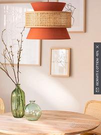 Lampadario rattan color argilla