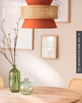 Lampadario rattan color argilla
