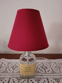 Lampada artigianale in vetro e tessuto