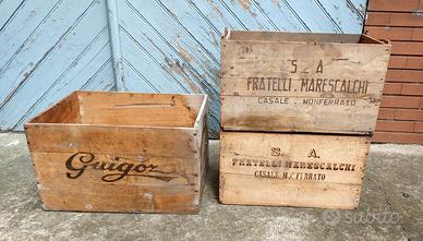Lotto 3 Casse legno vintage antiche cantina vino