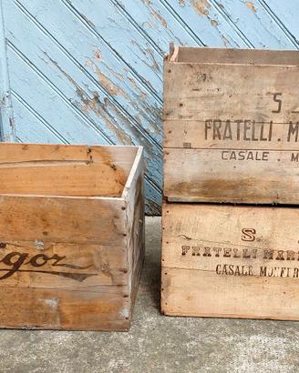 Lotto 3 Casse legno vintage antiche cantina vino