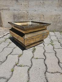 Portavaso quadrato vintage ottone dorato ruote