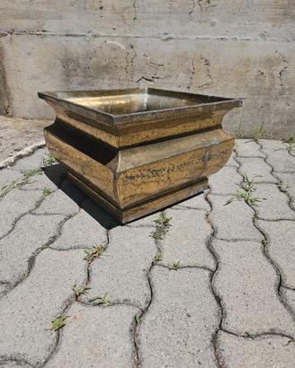 Portavaso quadrato vintage ottone dorato ruote
