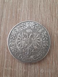 moneta argento 5 corona imperatore fran. giu. 1900