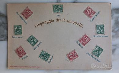 Cartolina antica "Il linguaggio dei francobolli"