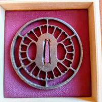 Tsuba  antica giapponese-sharin kiku