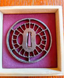 Tsuba  antica giapponese-sharin kiku
