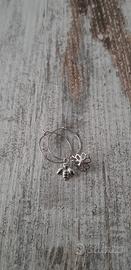 ORECCHINI A CERCHIO FIORE APE COLOR ARGENTO NUOVI