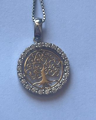 Collana argento con ciondolo in oro 750