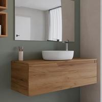 Mobile bagno sospeso 120 cm rovere gold e specchio