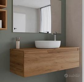 Mobile bagno sospeso 120 cm rovere gold e specchio