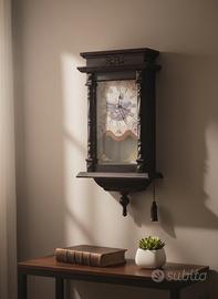 Orologio a Pendolo in Legno Massello & Bronzo 