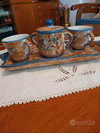 Set caffe' vintage in ceramica decorata a mano.
