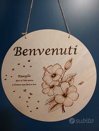 Insegna di legno BENVENUTI e la frase 💫