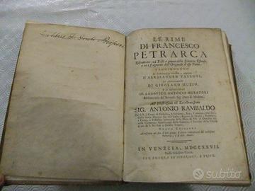 LIBRO ANTICO DEL 1727 LE RIME PETRARCA