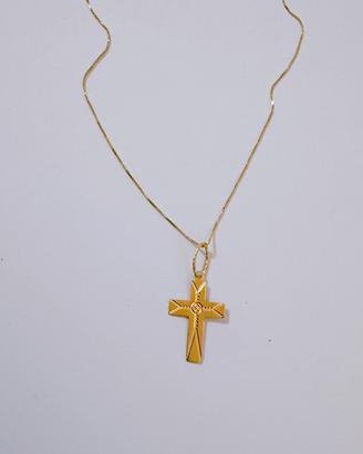 Collana con croce fantasia in oro 18kt 750