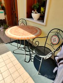 Set Tavolo e 2 Sedie da giardino con mosaico
