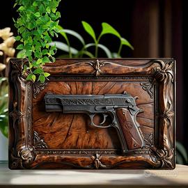 Cartello in Metallo 'Pistola' Vintage 20 X 30 cm