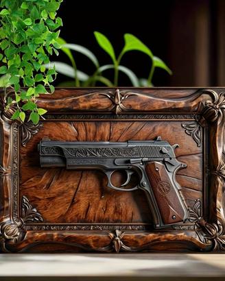 Cartello in Metallo 'Pistola' Vintage 20 X 30 cm