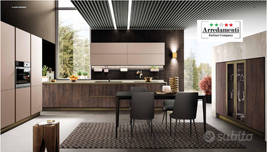 CUCINA A GOLA LINEARE CON AMPIA COLONNA +TAVOLO