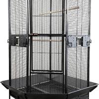 Gabbia Pappagalli Angolare con Accessori, M, Nera