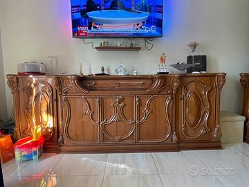 Credenza + Vetrina legno tassello