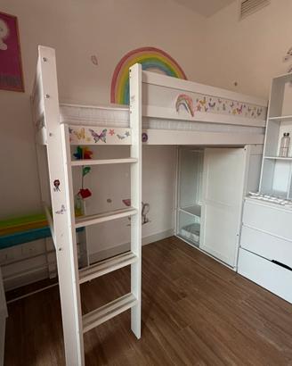 Lettino a soppalco 90x200 con armadio