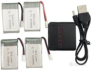 4 Batterie LiPo 3.7V 600mAh Syma X5 con Caricatore