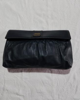 borsetta pochette in pelle blu con tracolla Essepi