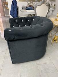 Poltrona velluto nero blu