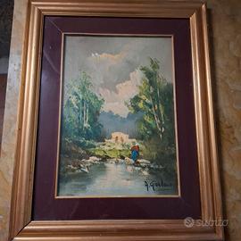 Quadro Antonio Giordano vintage ad olio paesaggio 