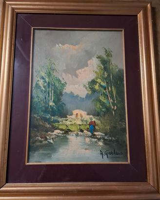 Quadro Antonio Giordano vintage ad olio paesaggio 