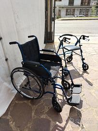 Sedia a rotelle pieghevole e deambulatore pieghevo