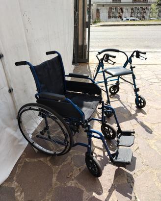 Sedia a rotelle pieghevole e deambulatore pieghevo
