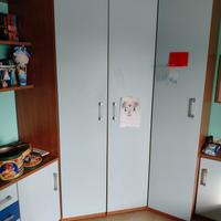 Set Cameretta armadi comò letto  azzurro-blu-legno