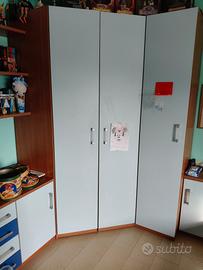 Set Cameretta armadi comò letto  azzurro-blu-legno