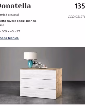 Comò Donatella 3 cassetti 109x40x77