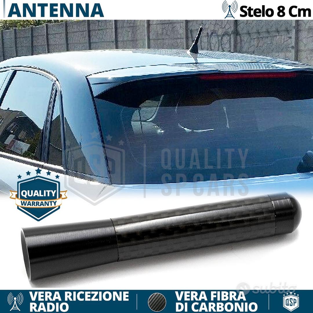 Antenna Per Auto In Lega Di Alluminio E Fibra Di Carbonio - Corta E Decorativa | Ricezione AM/FM | Colore Argento - Foto 2