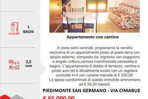 Piano terra con 2 camere, terrazzo e cantina