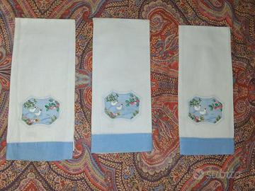 Set 3 Asciugamani Salviette bagno Viso puro Cotone