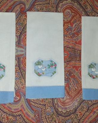 Set 3 Asciugamani Salviette bagno Viso puro Cotone