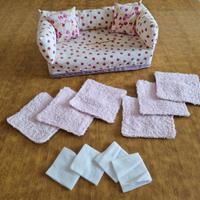 Divanetto porta salviette toglitrucco con 6 pezzen