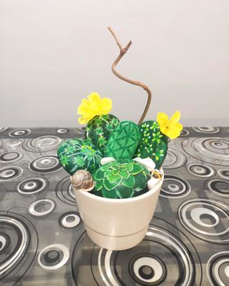 Vaso decorativo piante grasse dipinte