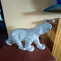 Rara scultura  grande orso polare  porcellana 