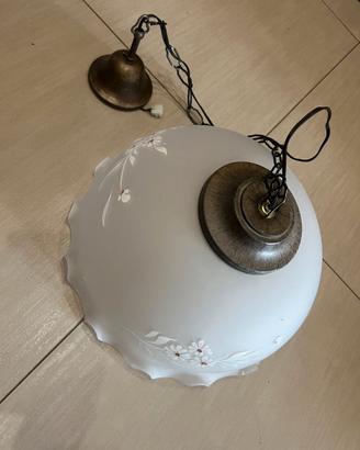 Lampada a Sospensione --- Globo in Vetro Floreale