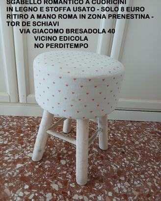 Sgabello Romantico in Legno Shabby Chic